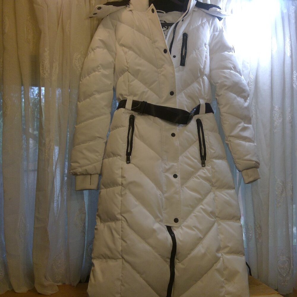 Michael Kors Hooded Belted Puffer Coat White XS NEW – Winter Jacket